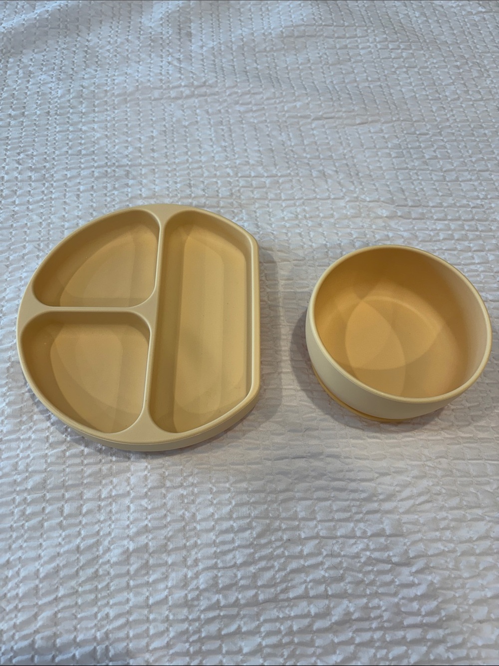 Baby Brand Neutral Beige Silicone Divided Plate and Bowl Set